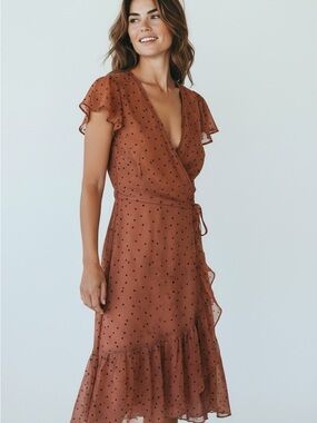 ruffle hem midi dress abercrombie Abercrombie & Fitch Off-The-Shoulder Ruffle Midi Dress